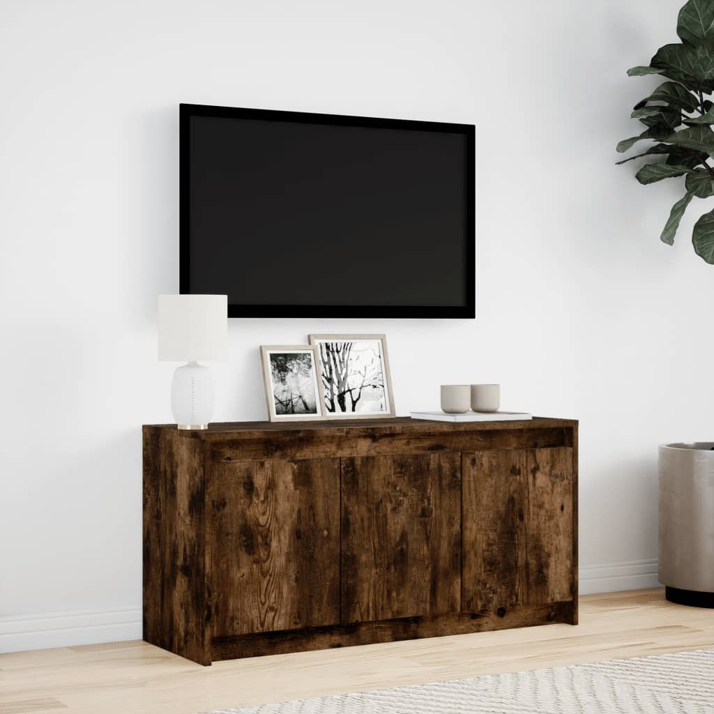 vidaXL TV Cabinet with LED Smoked Oak 100x34x50 cm Engineered Wood