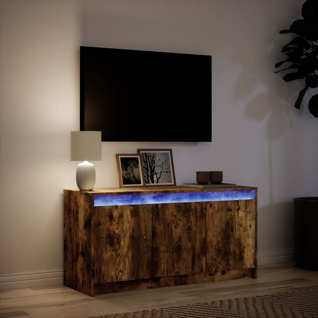 vidaXL TV Cabinet with LED Smoked Oak 100x34x50 cm Engineered Wood