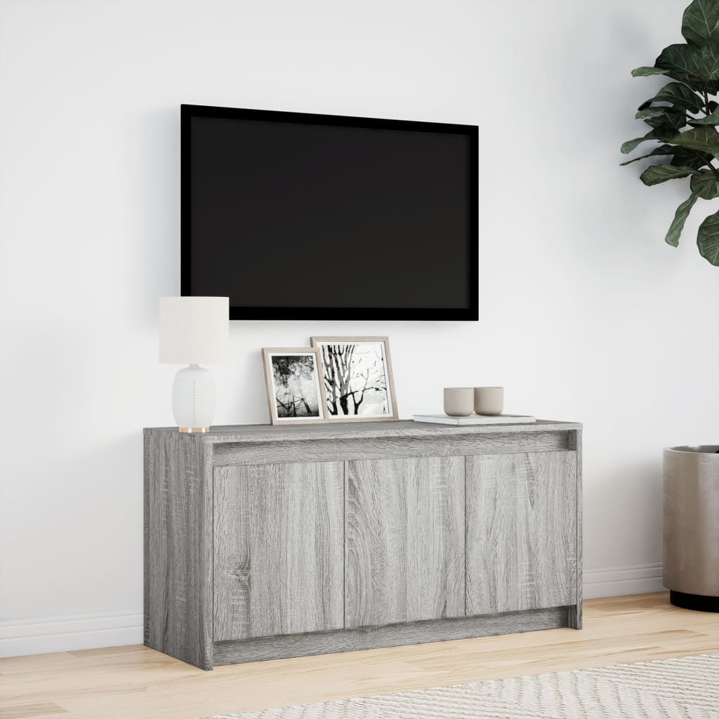 vidaXL TV Cabinet with LED Grey Sonoma 100x34x50 cm Engineered Wood