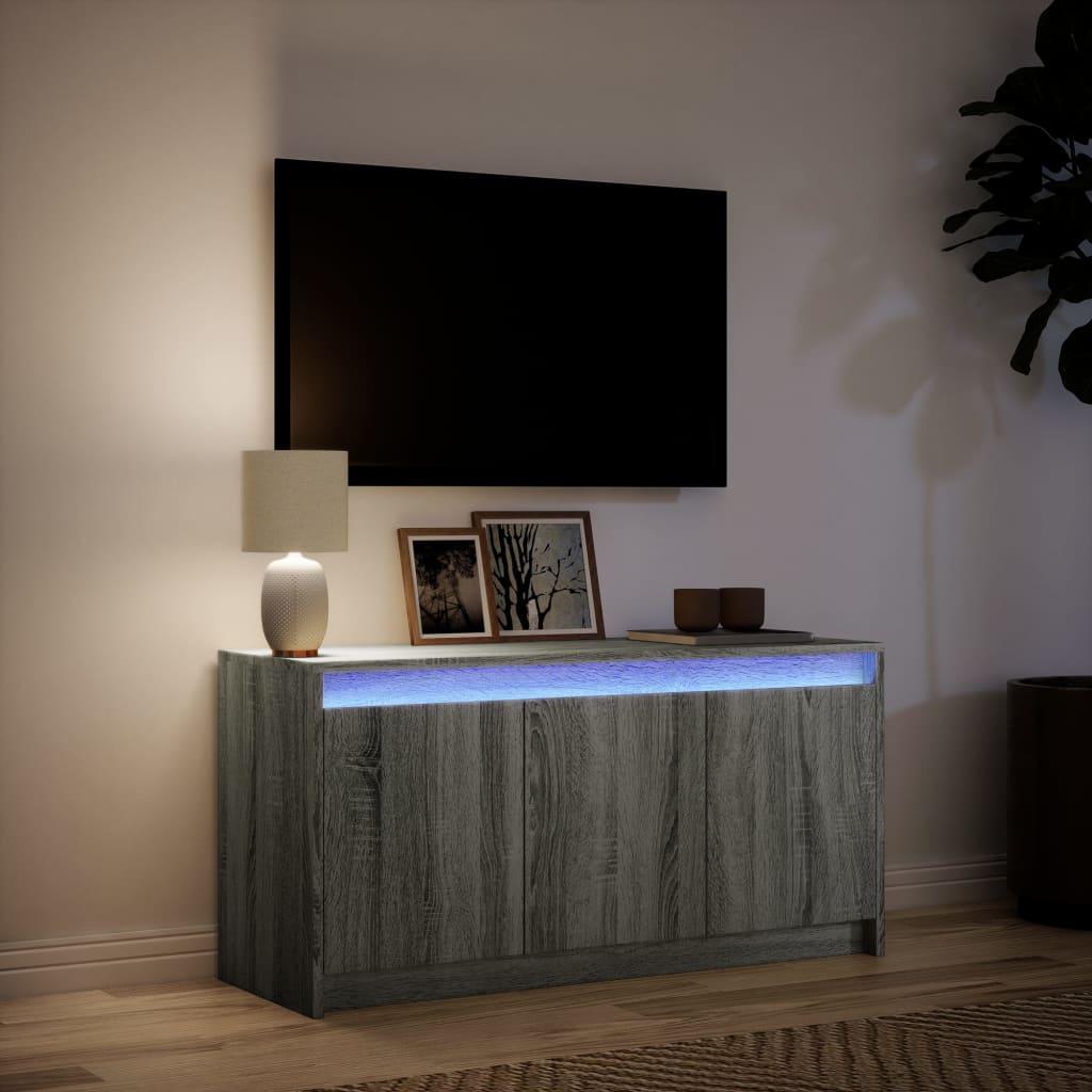 vidaXL TV Cabinet with LED Grey Sonoma 100x34x50 cm Engineered Wood