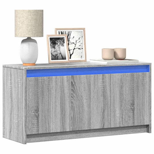 vidaXL TV Cabinet with LED Grey Sonoma 100x34x50 cm Engineered Wood