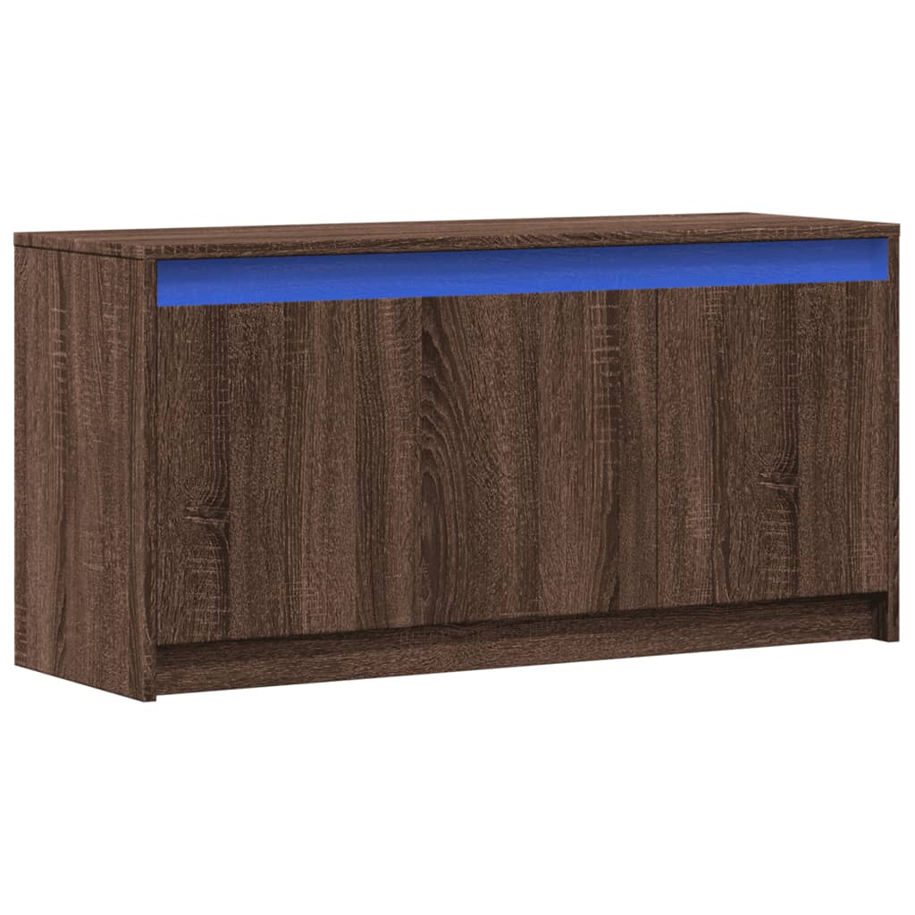 vidaXL TV Cabinet with LED Brown Oak 100x34x50 cm Engineered Wood