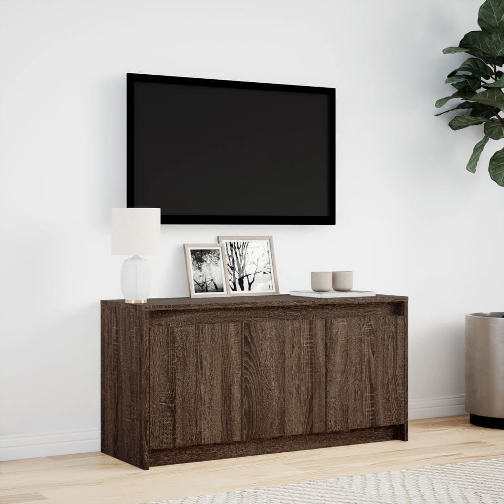 vidaXL TV Cabinet with LED Brown Oak 100x34x50 cm Engineered Wood