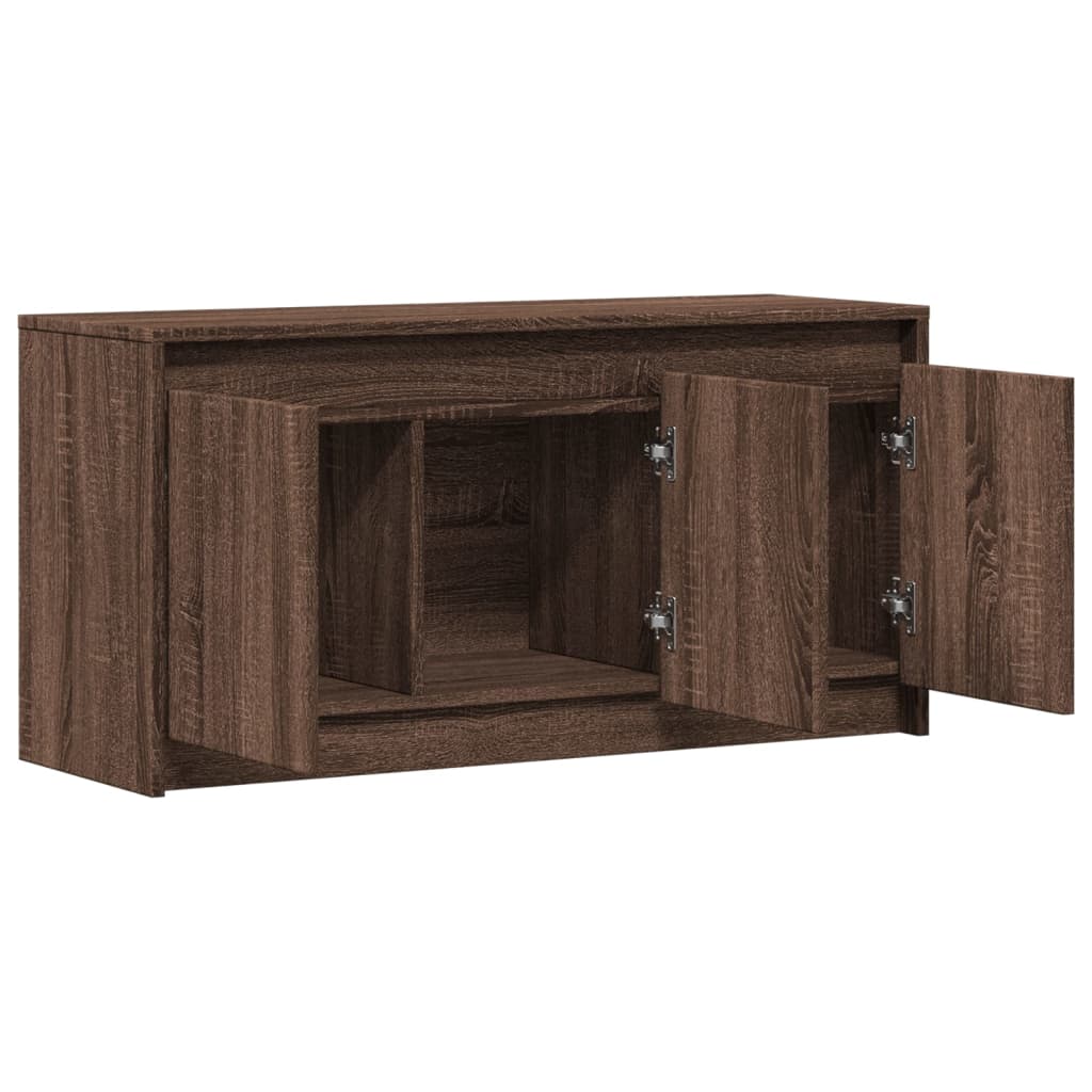 vidaXL TV Cabinet with LED Brown Oak 100x34x50 cm Engineered Wood