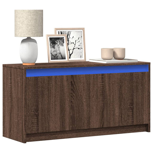 vidaXL TV Cabinet with LED Brown Oak 100x34x50 cm Engineered Wood