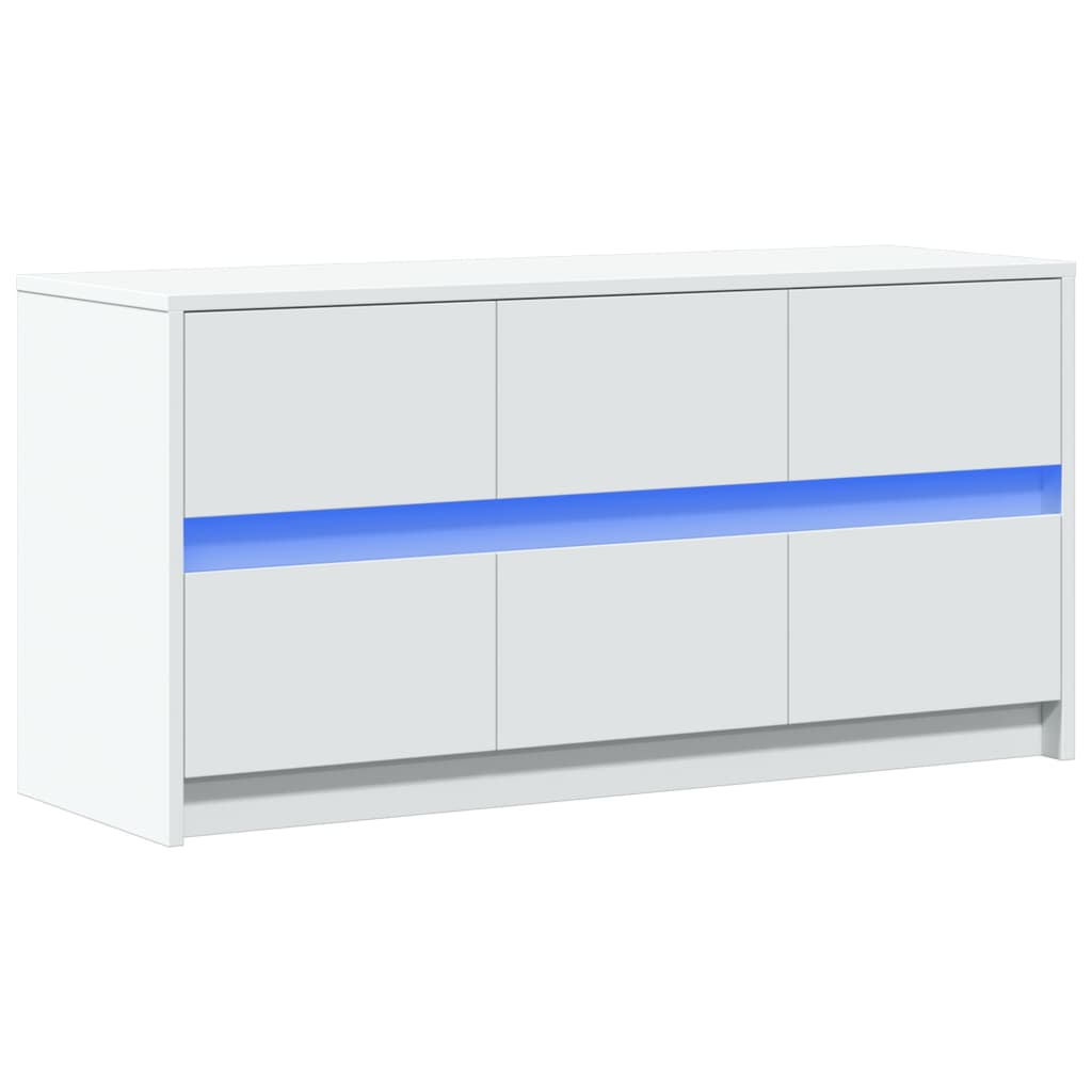 vidaXL TV Cabinet with LED White 100x34x50 cm Engineered Wood