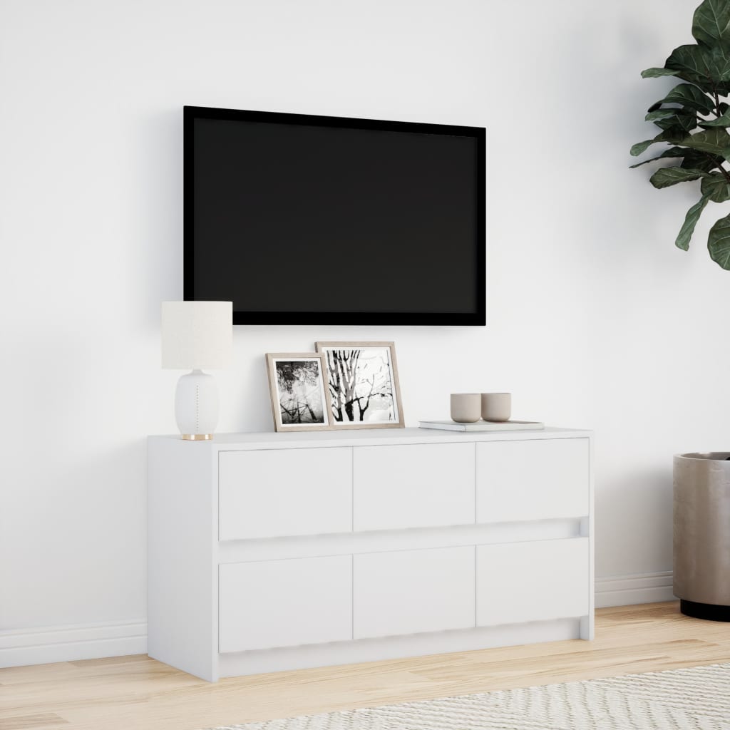 vidaXL TV Cabinet with LED White 100x34x50 cm Engineered Wood