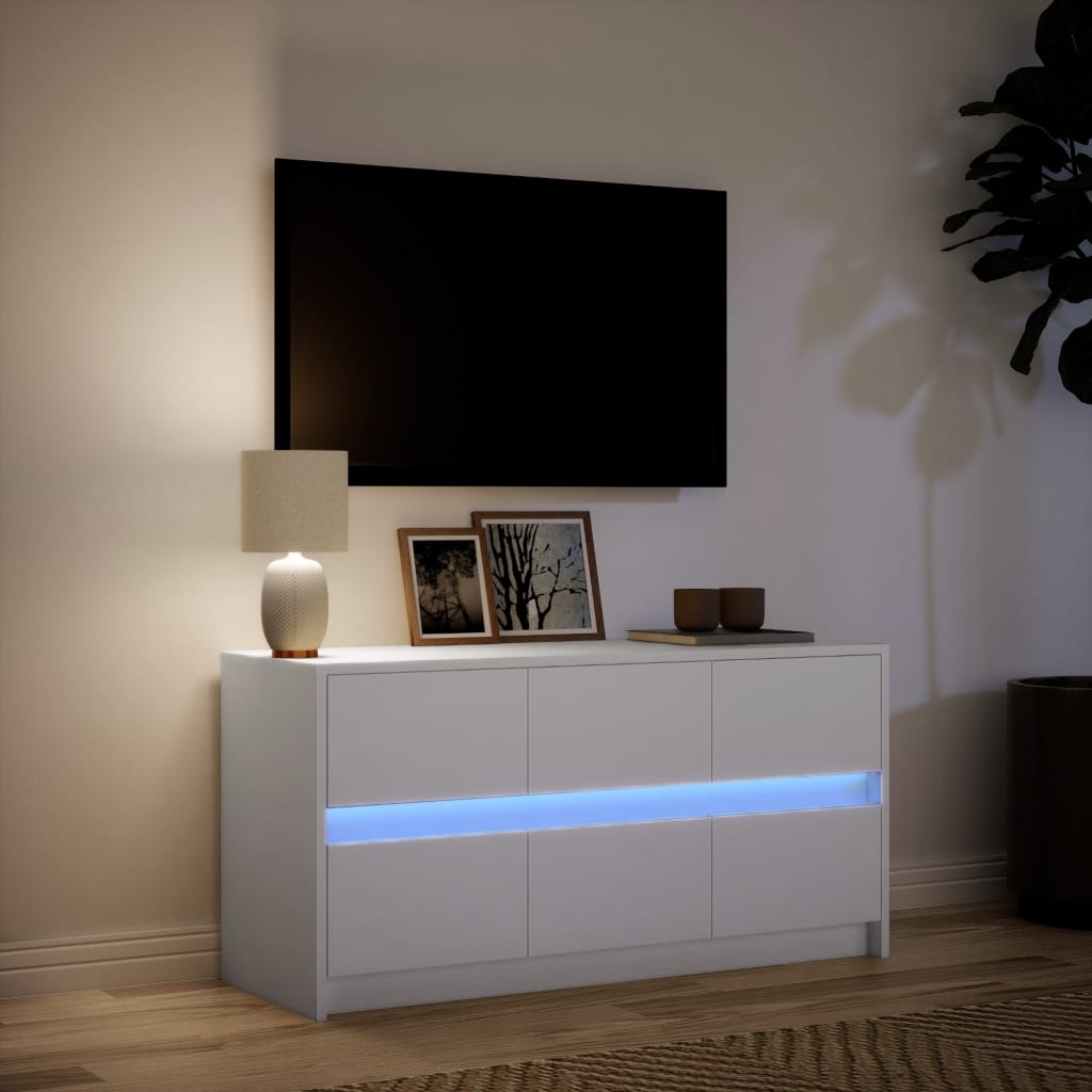 vidaXL TV Cabinet with LED White 100x34x50 cm Engineered Wood