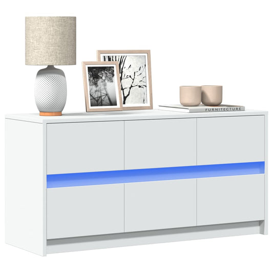 vidaXL TV Cabinet with LED White 100x34x50 cm Engineered Wood