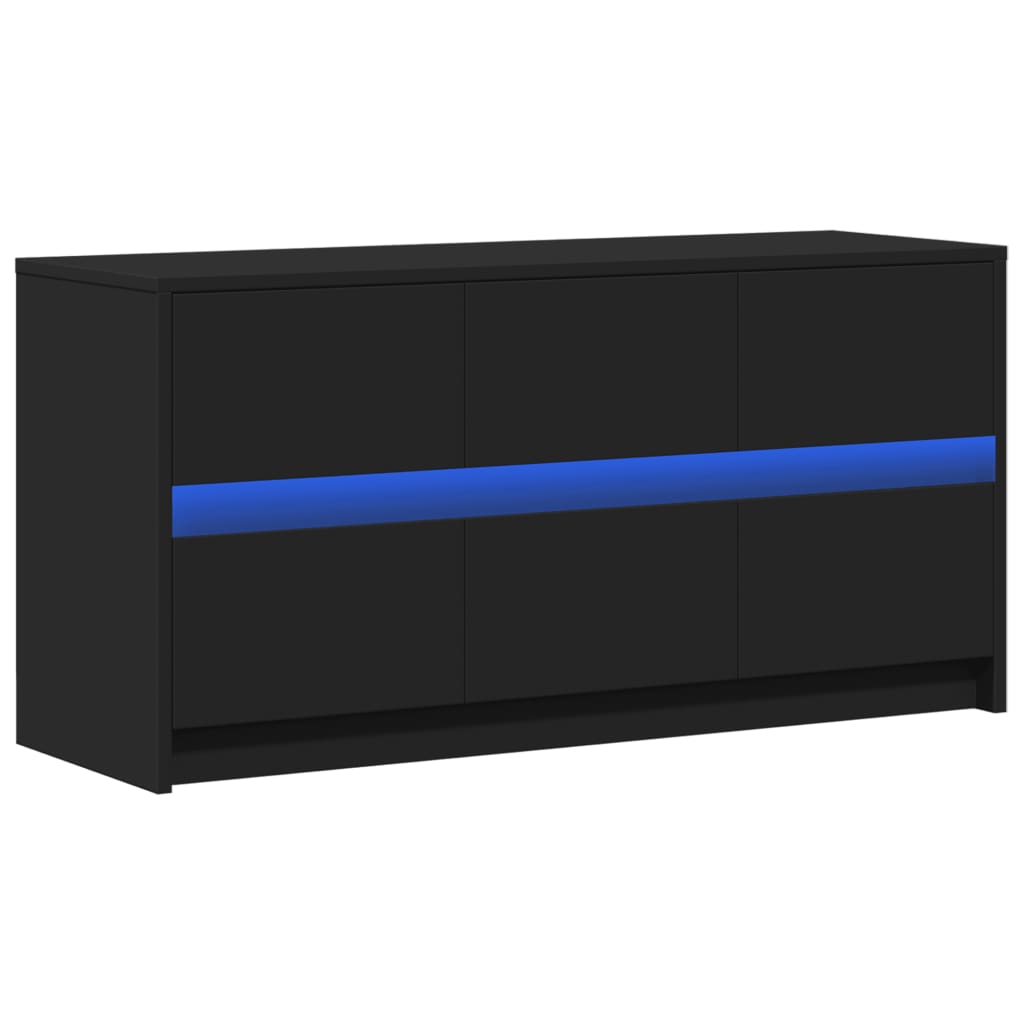 vidaXL TV Cabinet with LED Black 100x34x50 cm Engineered Wood