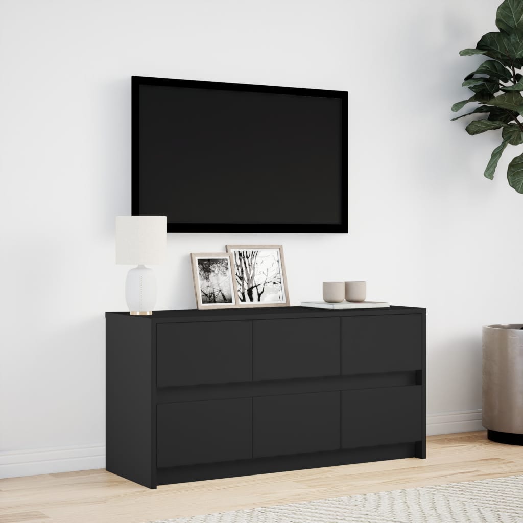 vidaXL TV Cabinet with LED Black 100x34x50 cm Engineered Wood