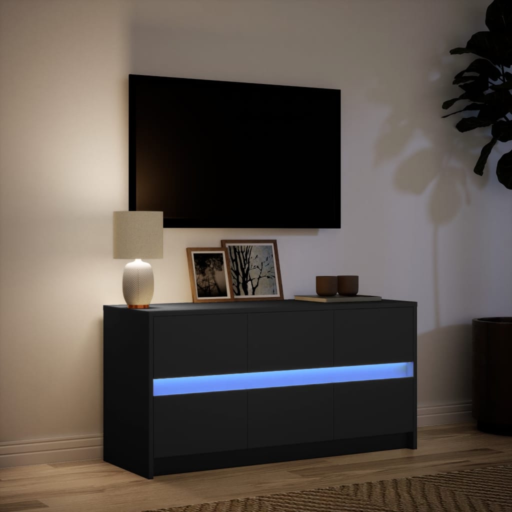 vidaXL TV Cabinet with LED Black 100x34x50 cm Engineered Wood