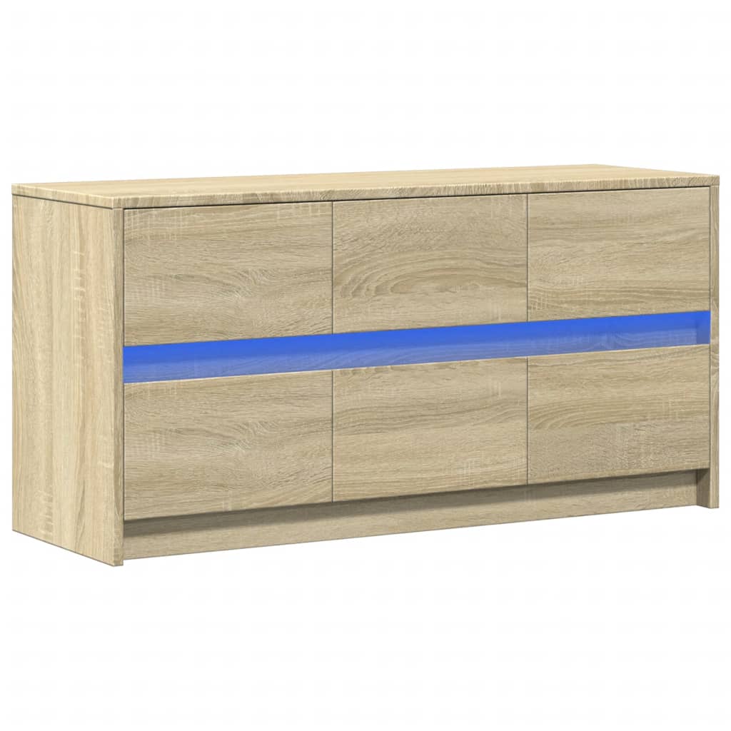 vidaXL TV Cabinet with LED Sonoma Oak 100x34x50 cm Engineered Wood