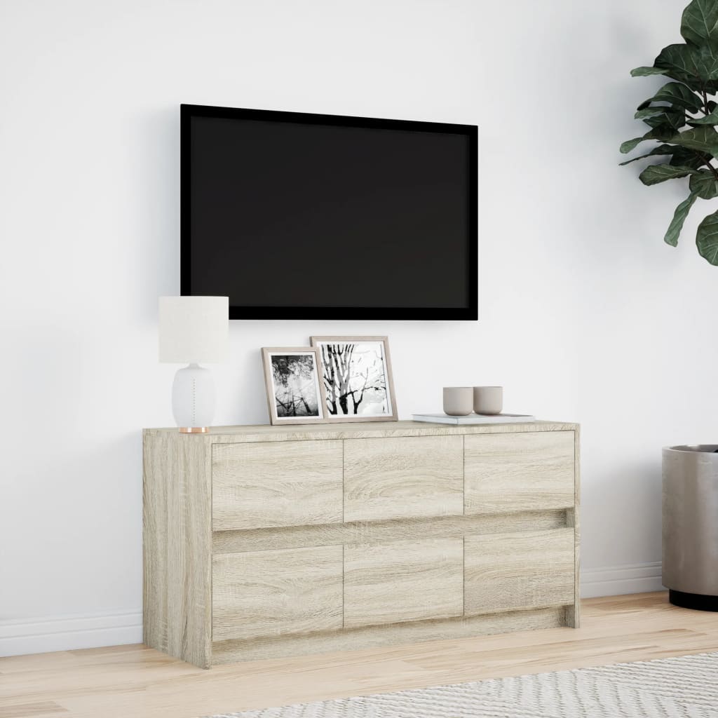 vidaXL TV Cabinet with LED Sonoma Oak 100x34x50 cm Engineered Wood