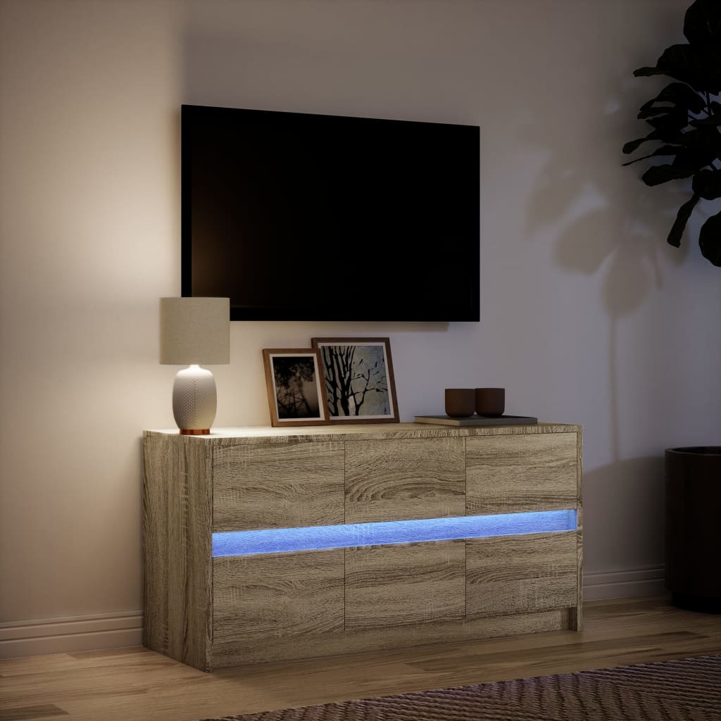 vidaXL TV Cabinet with LED Sonoma Oak 100x34x50 cm Engineered Wood