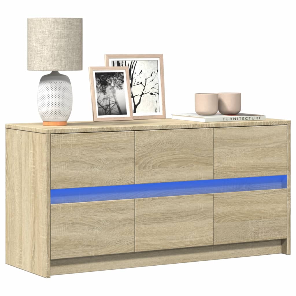 vidaXL TV Cabinet with LED Sonoma Oak 100x34x50 cm Engineered Wood