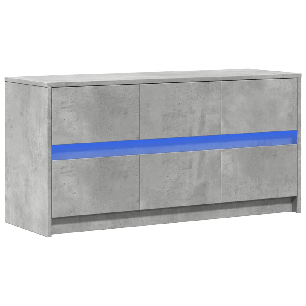 vidaXL TV Cabinet with LED Concrete Grey 100x34x50 cm Engineered Wood