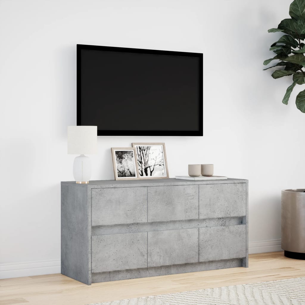 vidaXL TV Cabinet with LED Concrete Grey 100x34x50 cm Engineered Wood