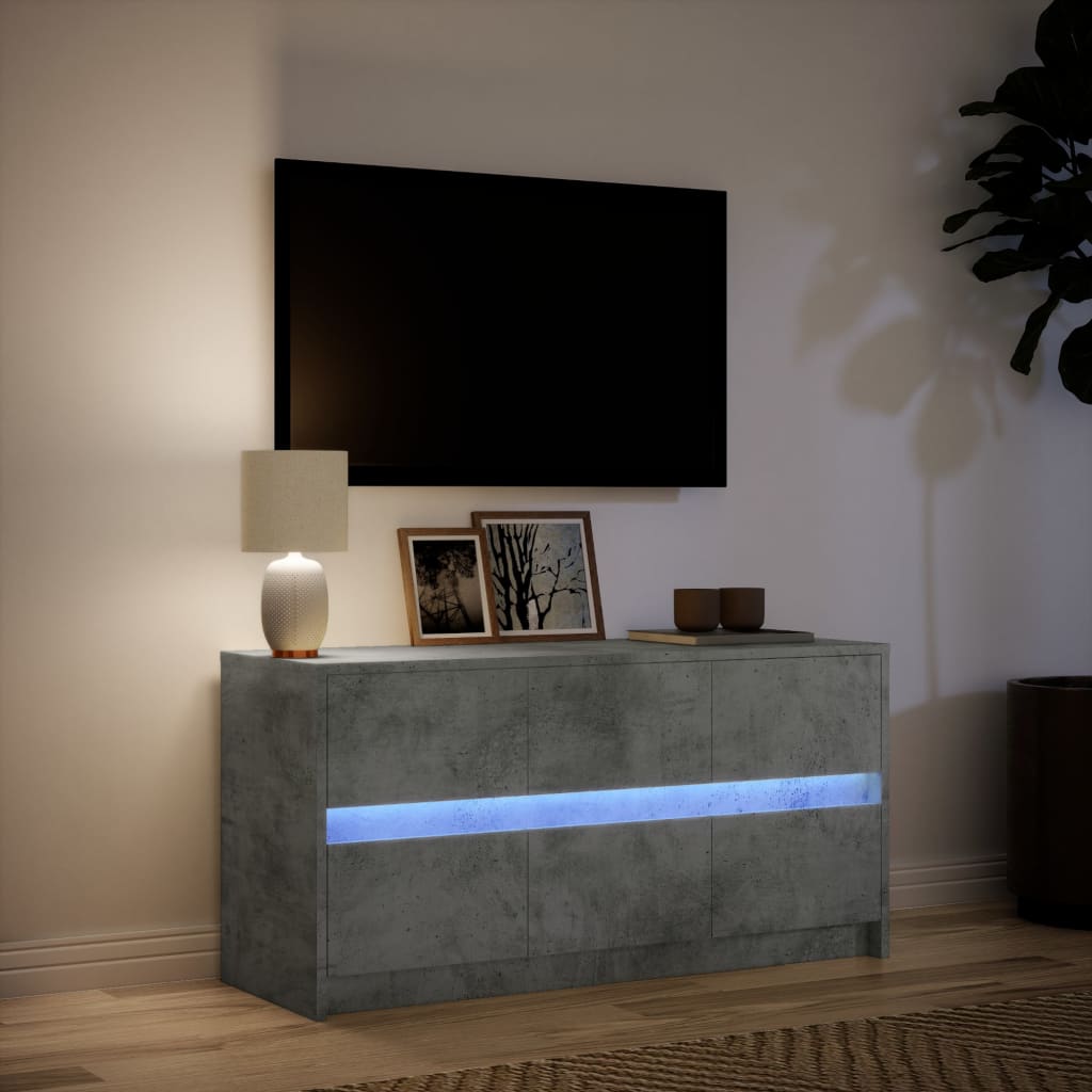 vidaXL TV Cabinet with LED Concrete Grey 100x34x50 cm Engineered Wood