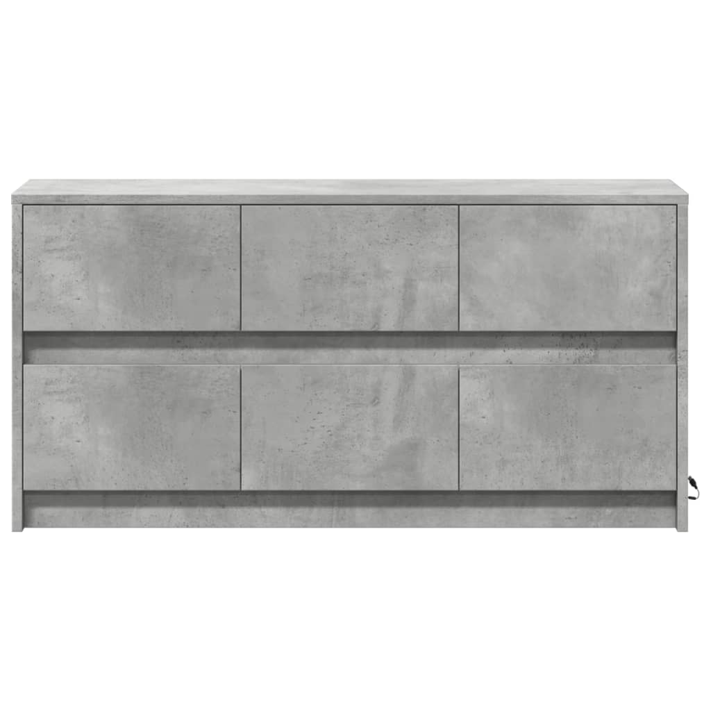 vidaXL TV Cabinet with LED Concrete Grey 100x34x50 cm Engineered Wood