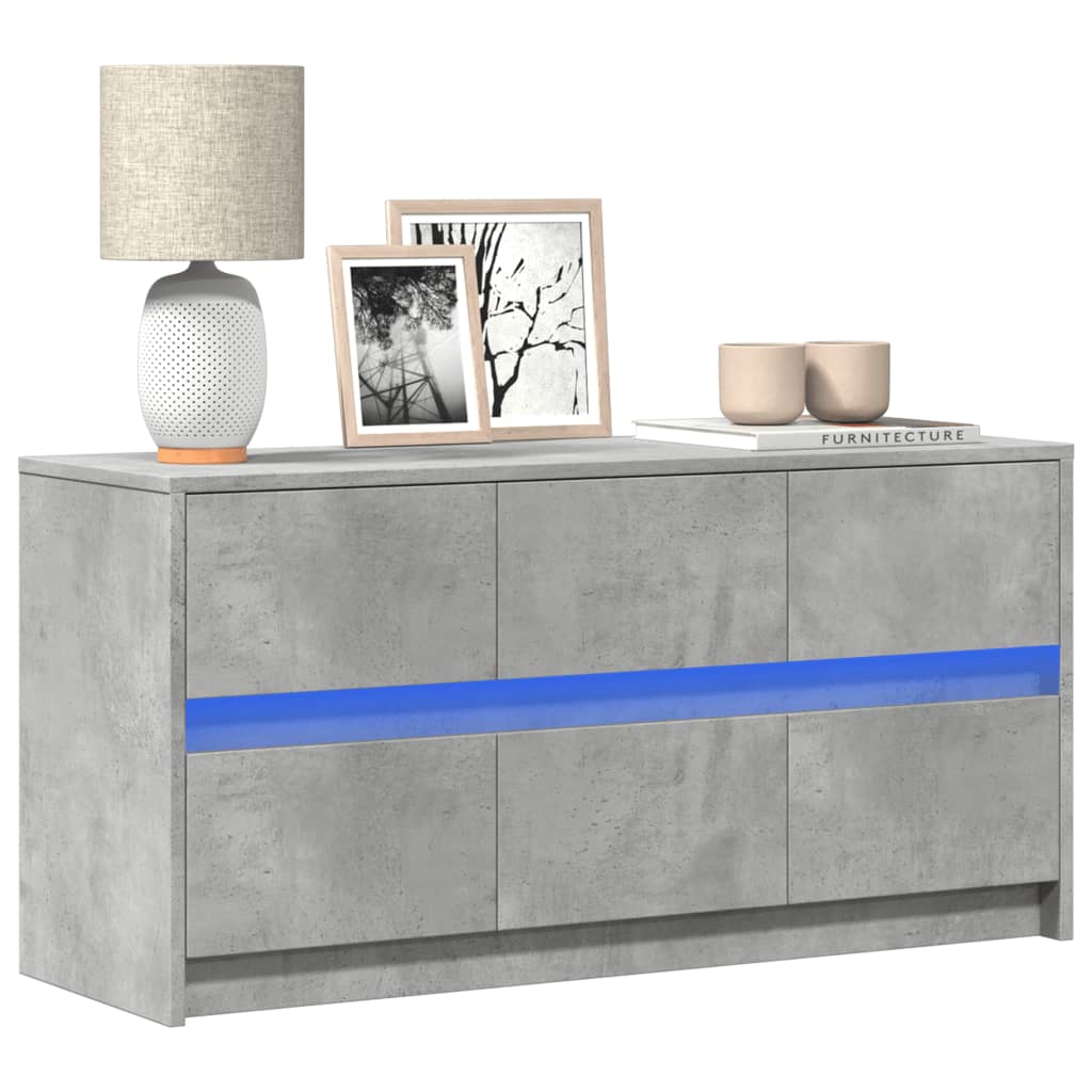 vidaXL TV Cabinet with LED Concrete Grey 100x34x50 cm Engineered Wood