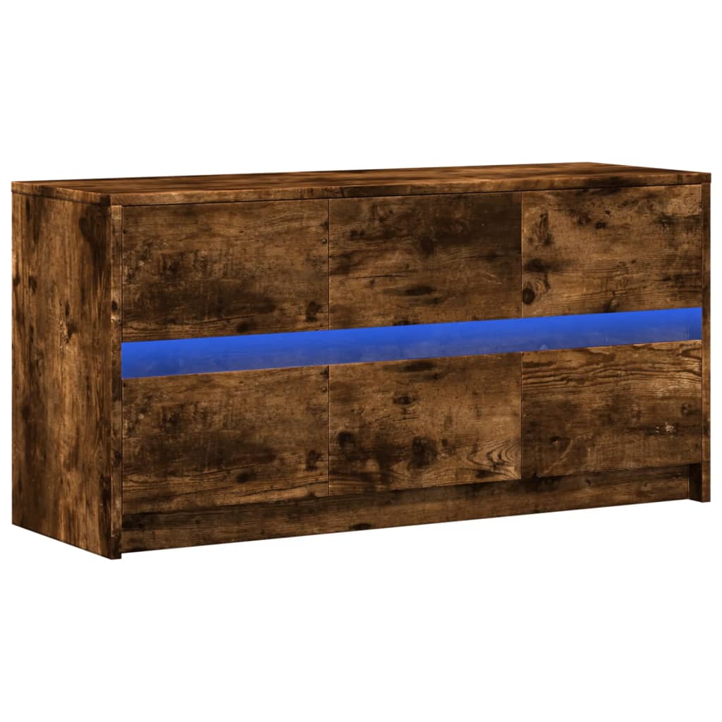 vidaXL TV Cabinet with LED Smoked Oak 100x34x50 cm Engineered Wood