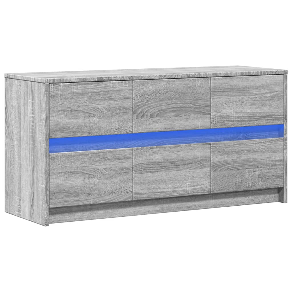 vidaXL TV Cabinet with LED Grey Sonoma 100x34x50 cm Engineered Wood