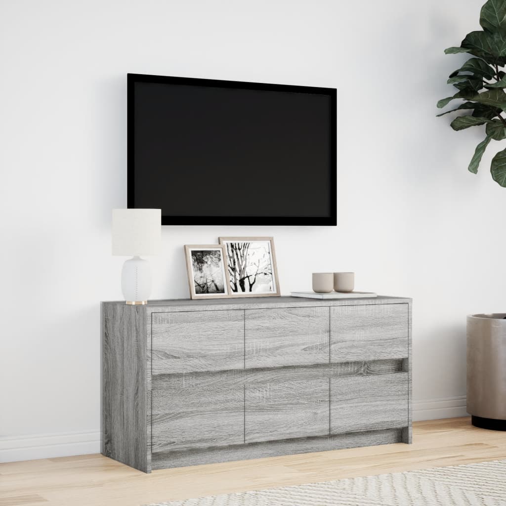 vidaXL TV Cabinet with LED Grey Sonoma 100x34x50 cm Engineered Wood