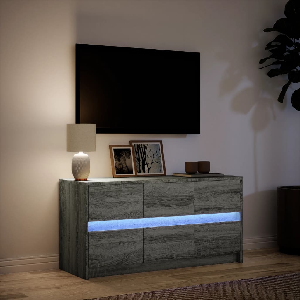 vidaXL TV Cabinet with LED Grey Sonoma 100x34x50 cm Engineered Wood