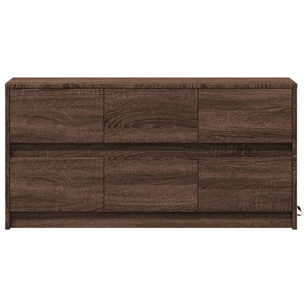 vidaXL TV Cabinet with LED Brown Oak 100x34x50 cm Engineered Wood