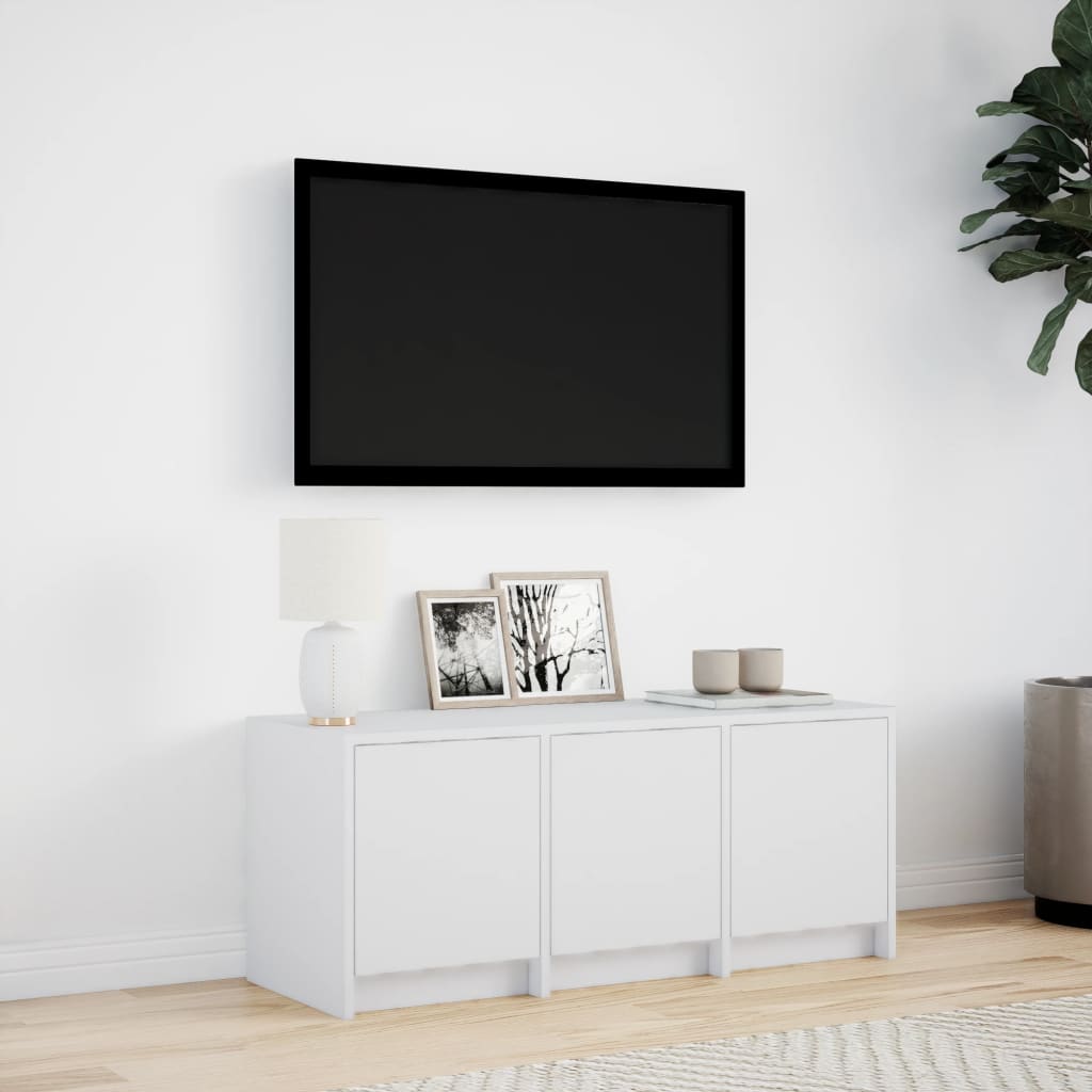 vidaXL TV Cabinet with LED White 97x34x40 cm Engineered Wood