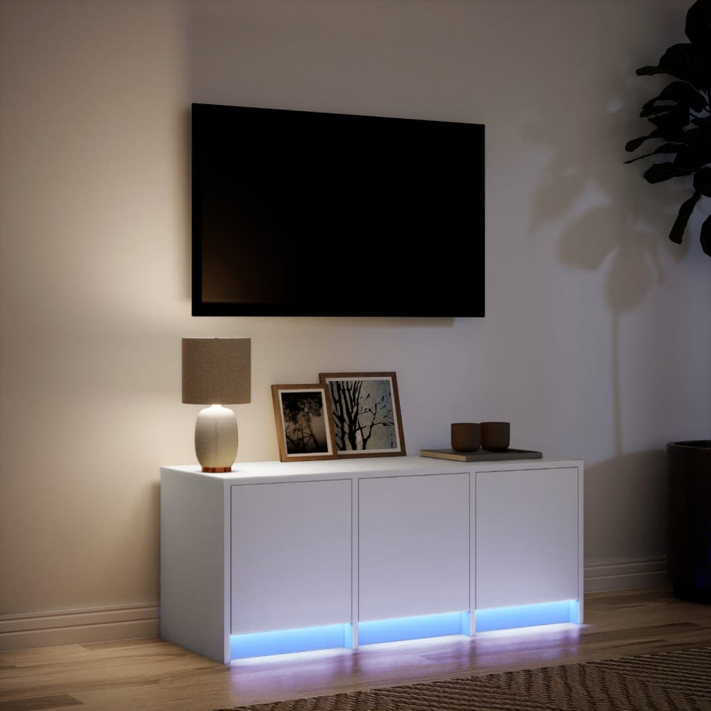 vidaXL TV Cabinet with LED White 97x34x40 cm Engineered Wood