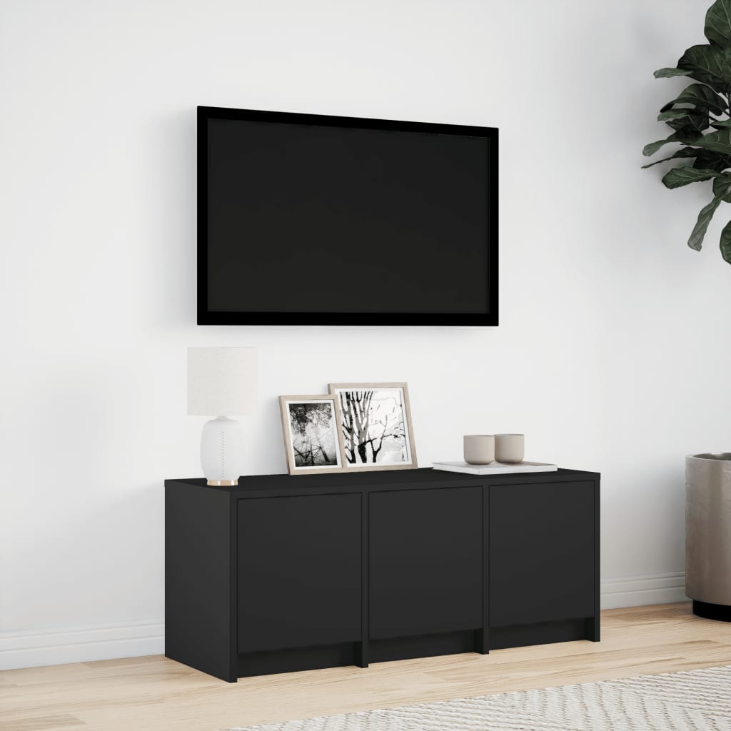 vidaXL TV Cabinet with LED Black 97x34x40 cm Engineered Wood