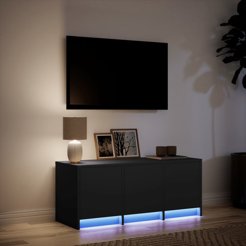 vidaXL TV Cabinet with LED Black 97x34x40 cm Engineered Wood