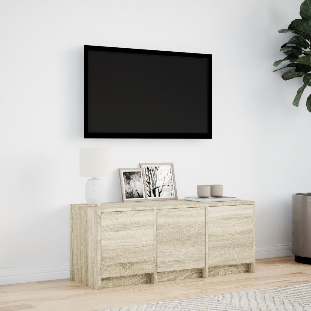 vidaXL TV Cabinet with LED Sonoma Oak 97x34x40 cm Engineered Wood