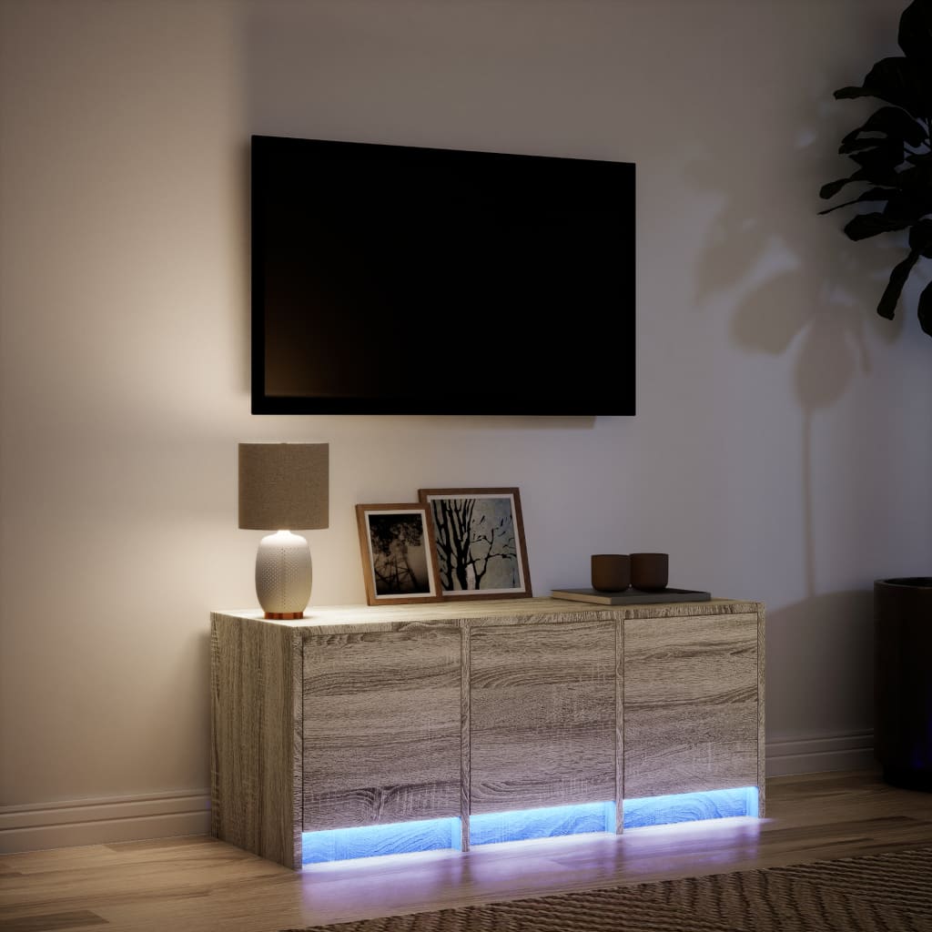 vidaXL TV Cabinet with LED Sonoma Oak 97x34x40 cm Engineered Wood