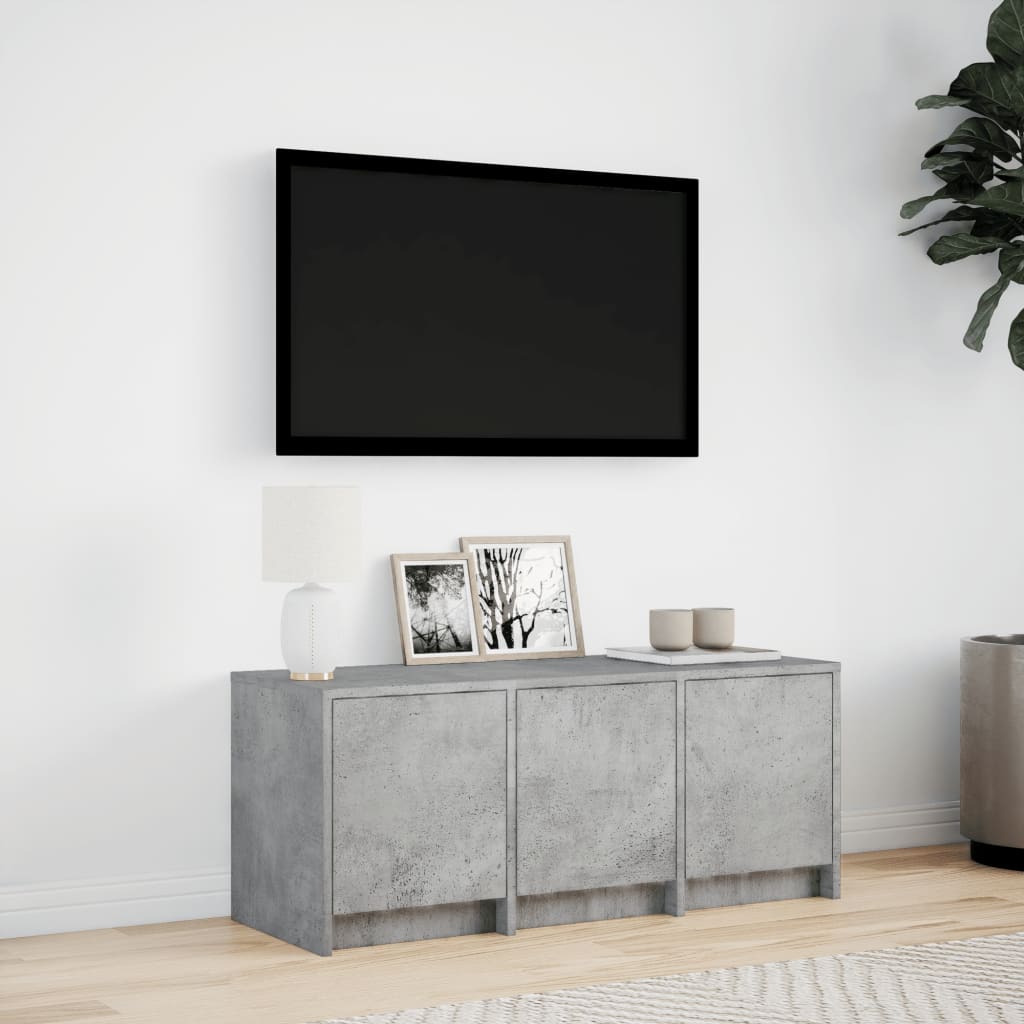 vidaXL TV Cabinet with LED Concrete Grey 97x34x40 cm Engineered Wood