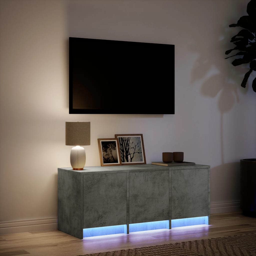 vidaXL TV Cabinet with LED Concrete Grey 97x34x40 cm Engineered Wood