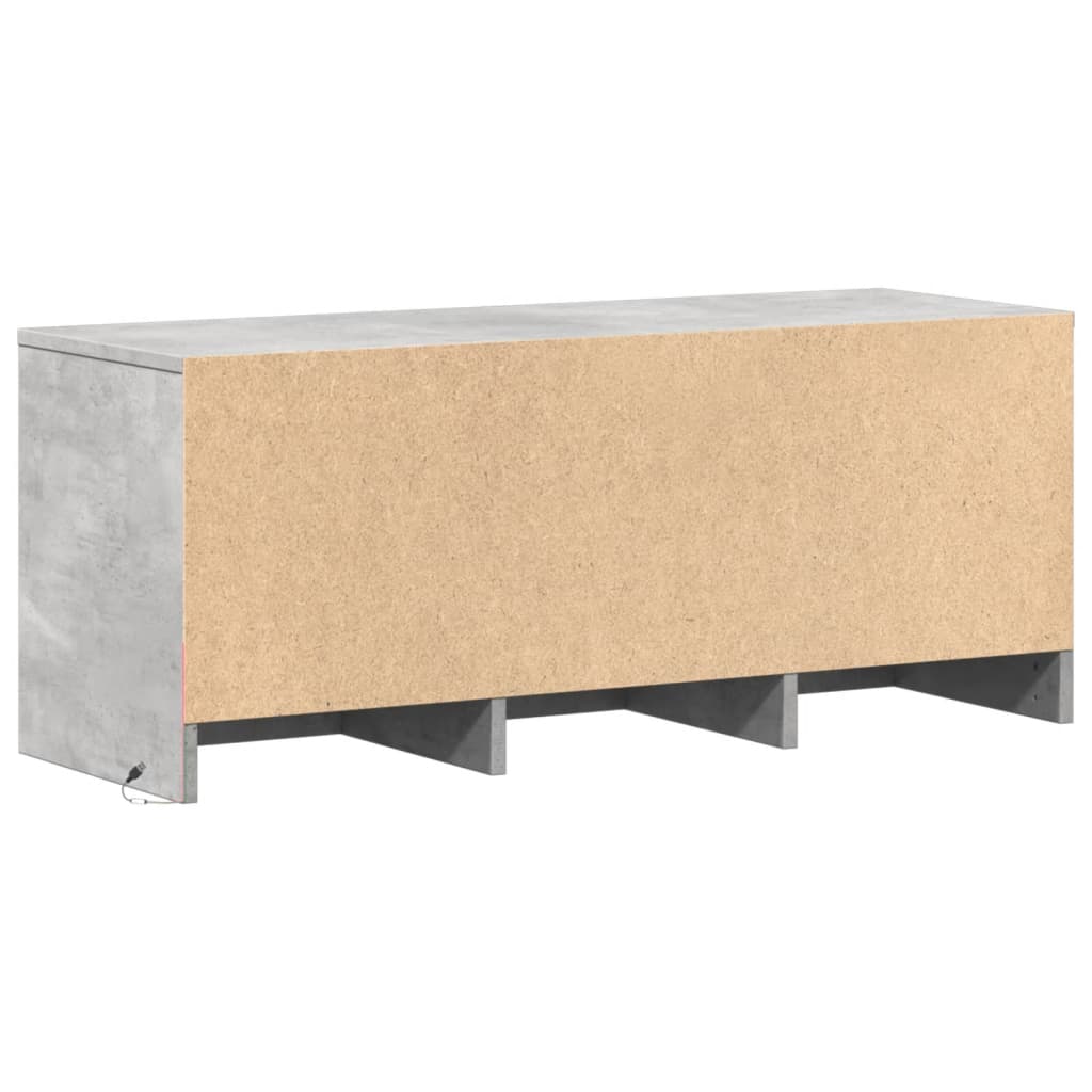 vidaXL TV Cabinet with LED Concrete Grey 97x34x40 cm Engineered Wood