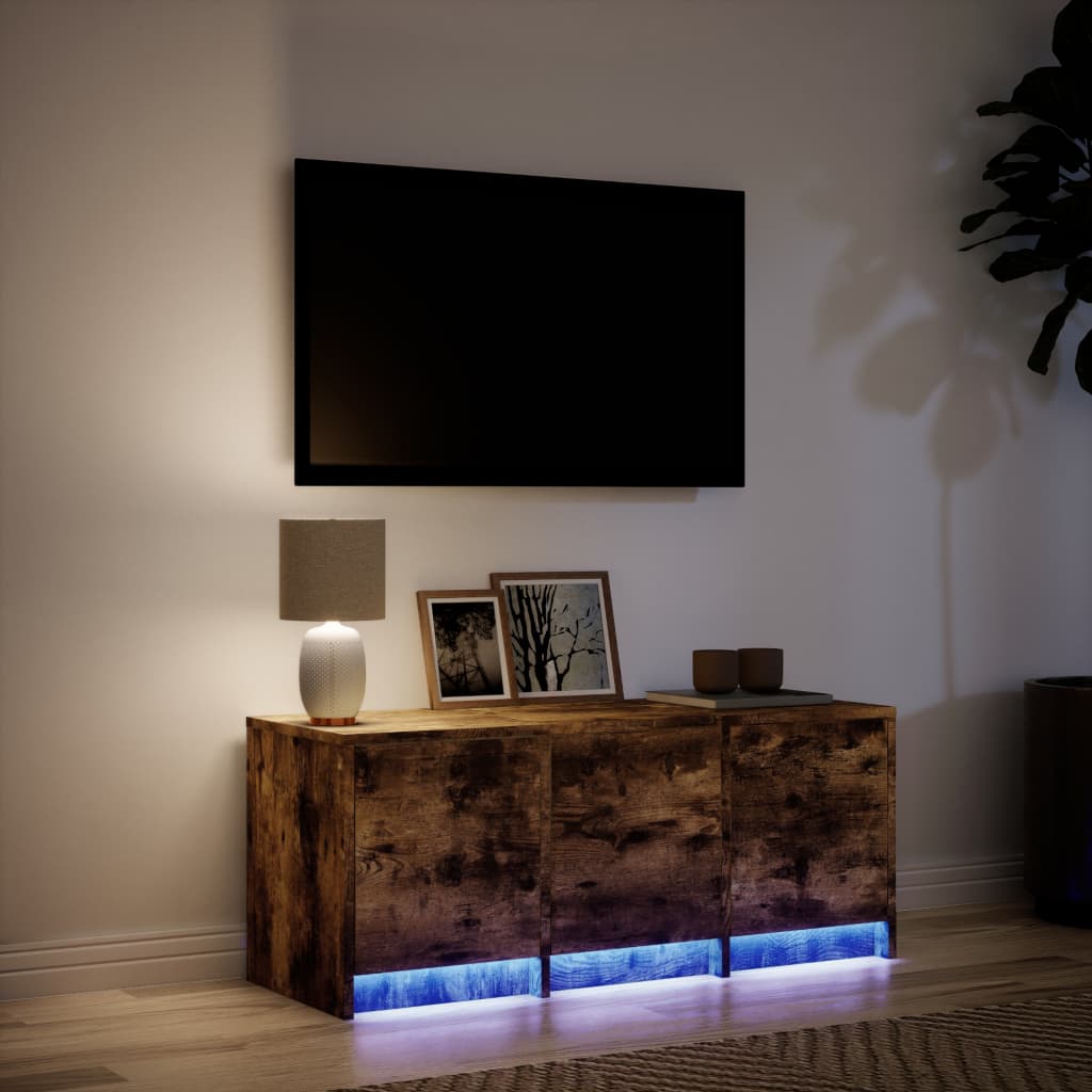 vidaXL TV Cabinet with LED Smoked Oak 97x34x40 cm Engineered Wood