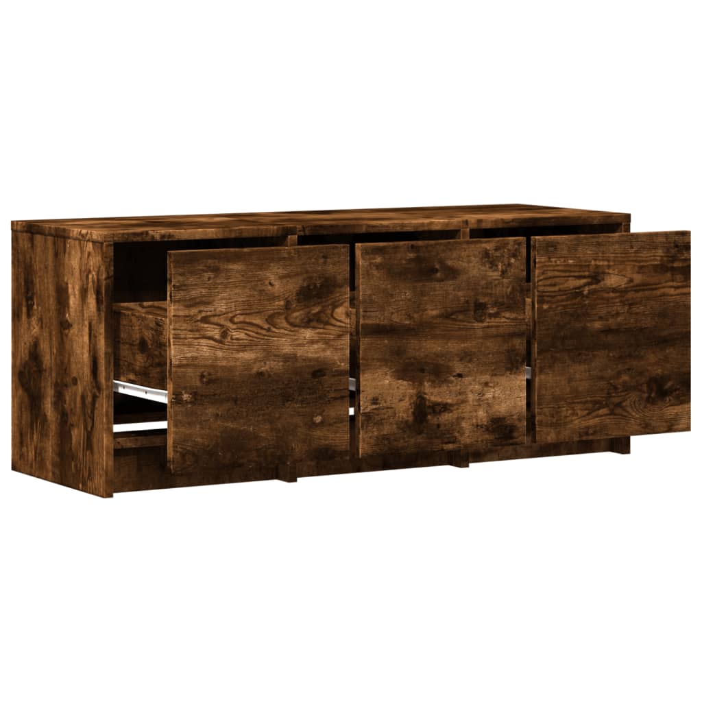 vidaXL TV Cabinet with LED Smoked Oak 97x34x40 cm Engineered Wood