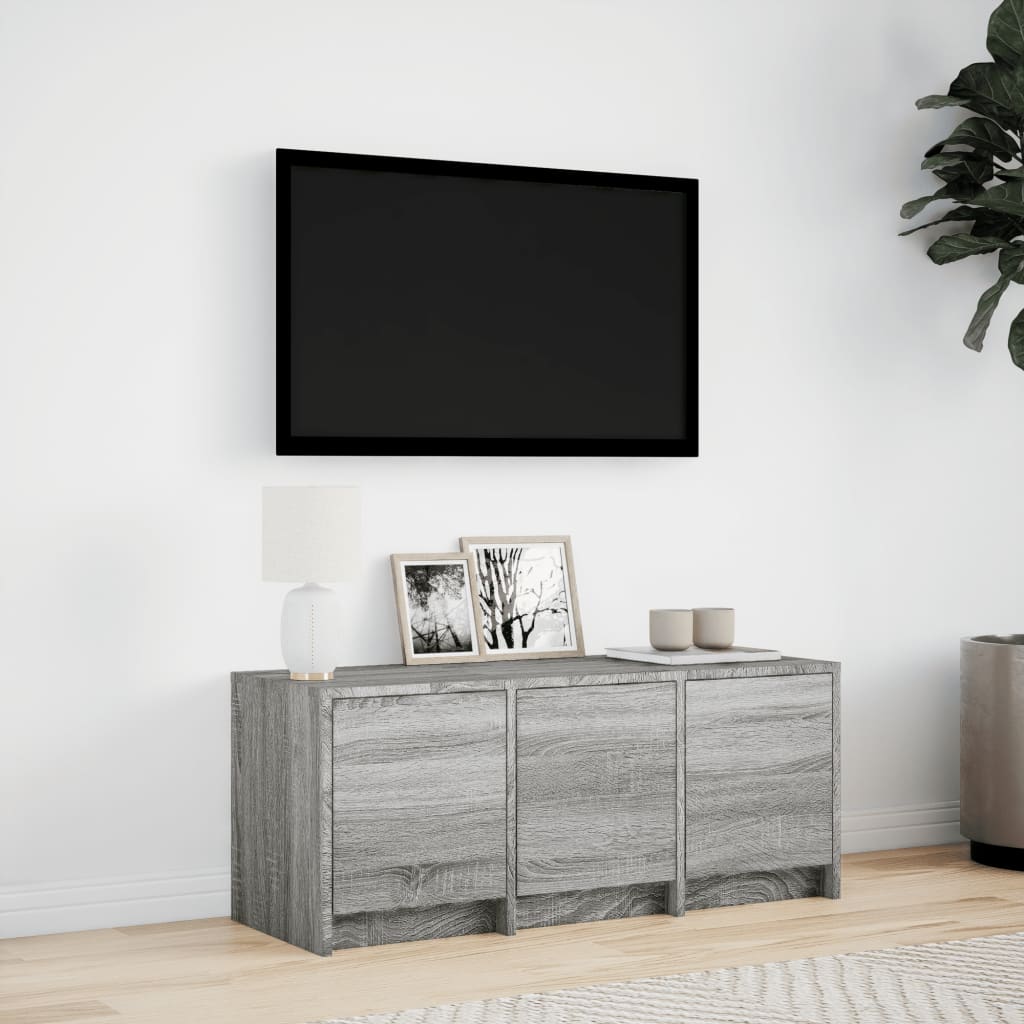 vidaXL TV Cabinet with LED Grey Sonoma 97x34x40 cm Engineered Wood