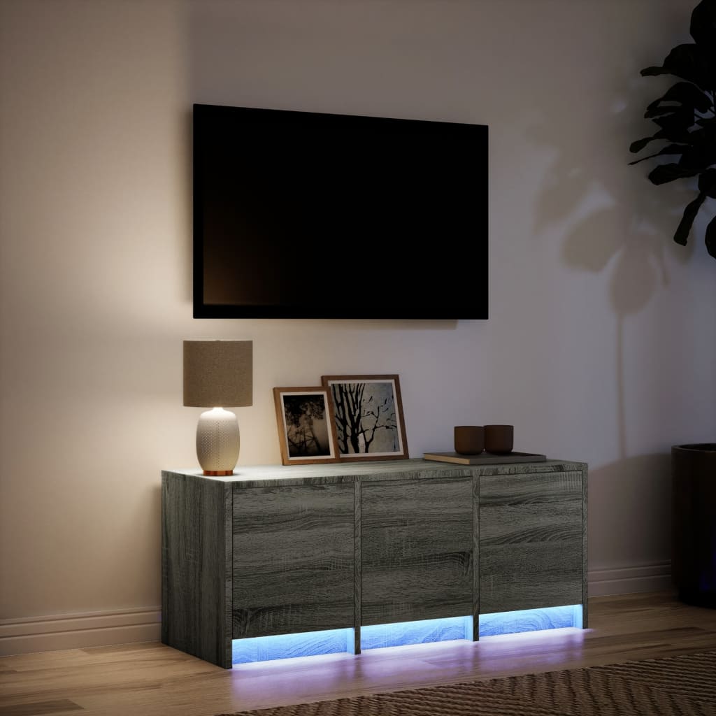 vidaXL TV Cabinet with LED Grey Sonoma 97x34x40 cm Engineered Wood