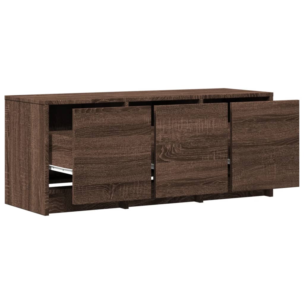 vidaXL TV Cabinet with LED Brown Oak 97x34x40 cm Engineered Wood