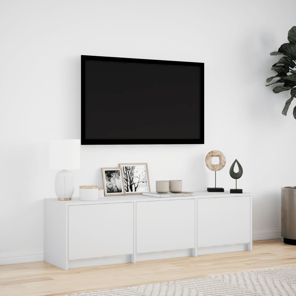 vidaXL TV Cabinet with LED White 140x34x40 cm Engineered Wood