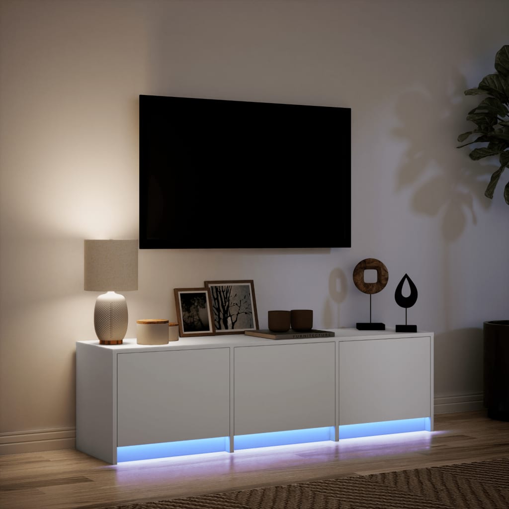 vidaXL TV Cabinet with LED White 140x34x40 cm Engineered Wood