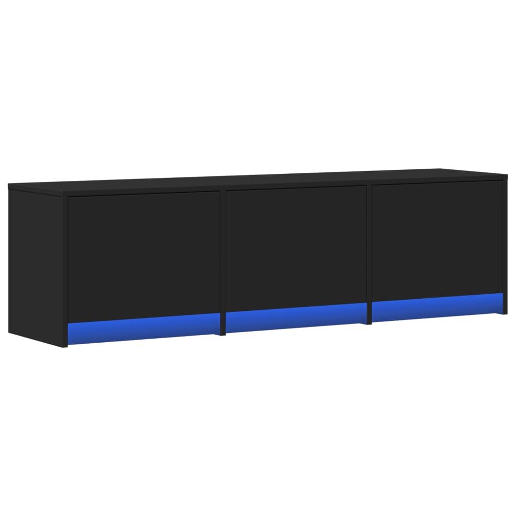 vidaXL TV Cabinet with LED Black 140x34x40 cm Engineered Wood