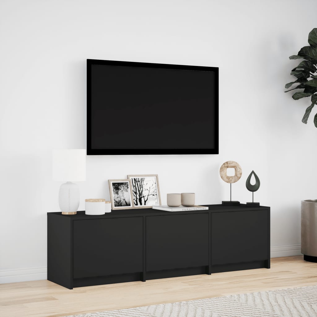 vidaXL TV Cabinet with LED Black 140x34x40 cm Engineered Wood