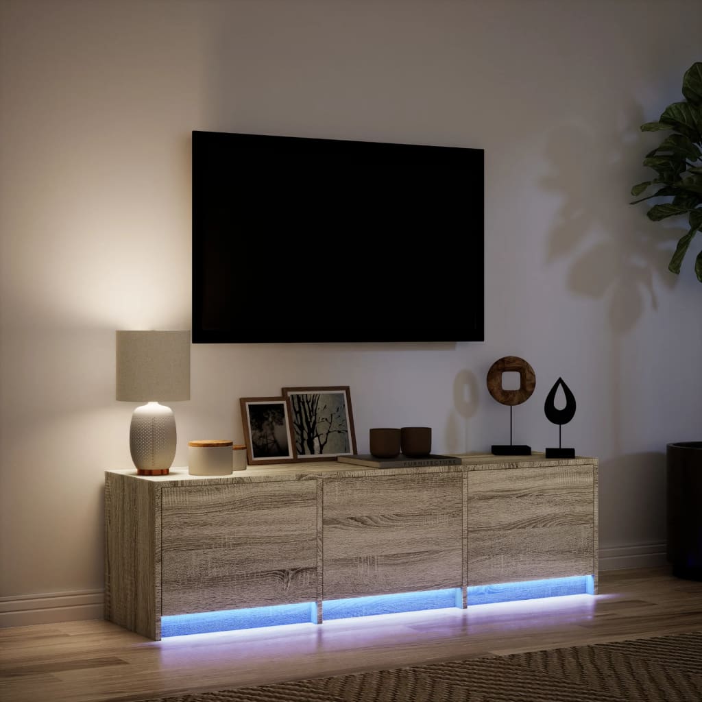 vidaXL TV Cabinet with LED Sonoma Oak 140x34x40 cm Engineered Wood