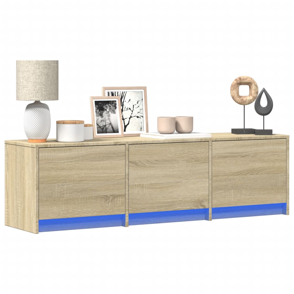 vidaXL TV Cabinet with LED Sonoma Oak 140x34x40 cm Engineered Wood